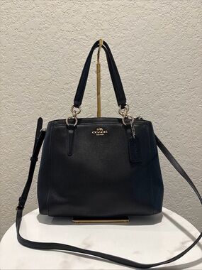 Coach Black Leather Satchel with Detachable Strap